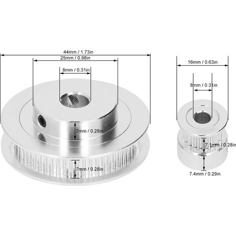 GT2 aluminum alloy synchronizing pulley, 2 sets of synchronous wheels with 2 pieces, 200mm long, 6mm wide, 8mm inner bore belt (1/5)