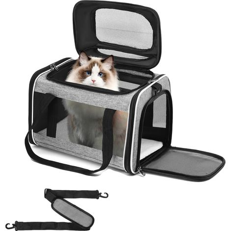 Mochila con diseño de gato, elástica, de malla transpirable, negra. (1/2)