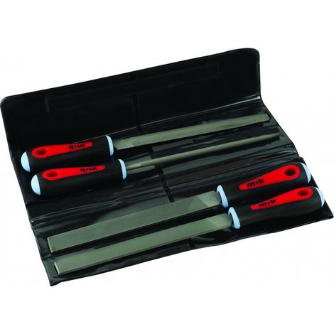 Mob Outillage – Jeu de 4 limes bi-matière pour bois dur – 1 lime plate bâtarde, 1 lime ronde – Longueur 200mm – Pour finition précise