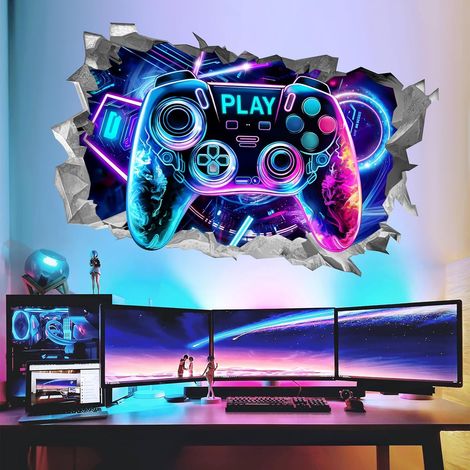 Stickers Muraux 3D Enfant Gamer XXL Autocollants Muraux Contrôleur (1/5)