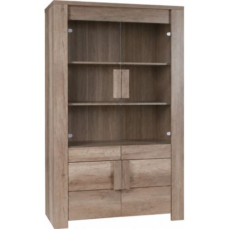 Grande vetrina 2 porte in vetro e 2 porte in legno - Collezione FARRA - quercia chiara (1/5)