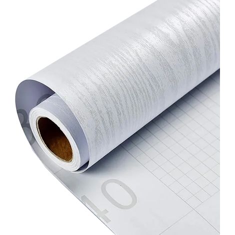 Papier Adhesif pour Meubles Bois Noir 40X300 cm Autocollant Mural Vinyle PVC Auto-Adhésif de Cuisine Stickers ,Blanc