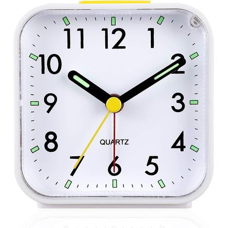 Réveil Analogique Sans Tic-Tac - Fonction Snooze et Veilleuse - Alimentation Pile - Pour Voyage Bureau Chambre - 1 Pièce (1/5)