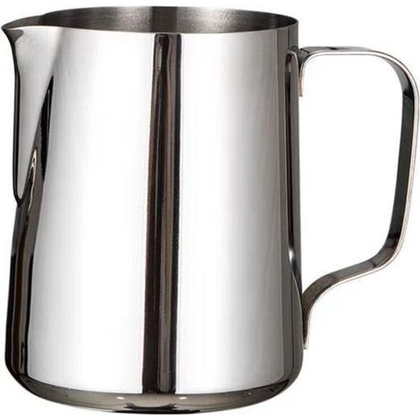 Pichet à mousse de lait, pichet à lait en acier inoxydable 304, pichet à vapeur de 350 ml, pichet à vapeur pour café, cappuccino, barista, carafe à lait avec stylo de décoration, argenté 35 (1/3)