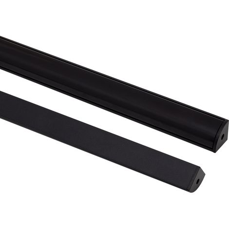 Profilé Aluminium Angle Rond avec Capot Continu pour Ruban LED jusqu'à 10 mm Noir 2 m Noir translucide (1/4)