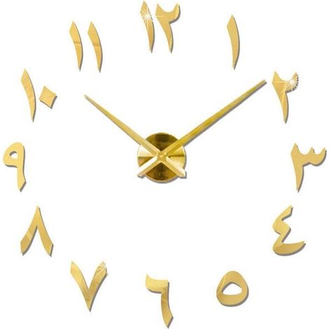 Horloge murale créative acrylique bricolage mural horloge mural horloge miroir sticker mural autocollant mural horloge horloge horloge or (1/5)