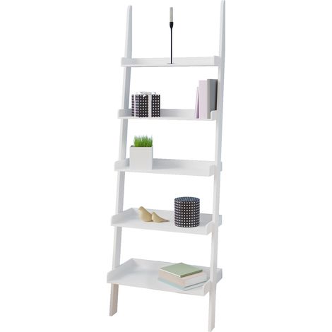 Deuba Mobile a scaffali stile scala bianco 180x64x37cm in legno 5 ripiani (1/5)
