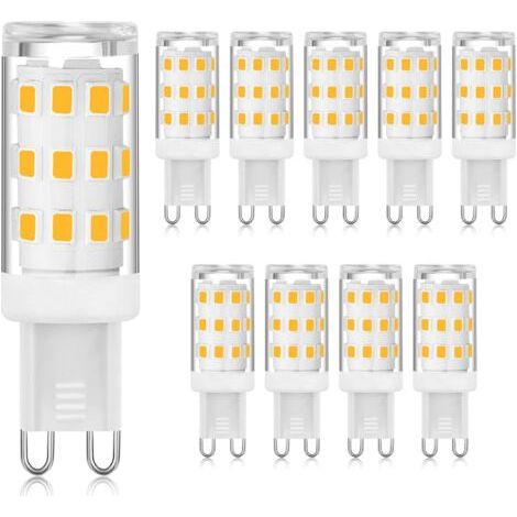 Pr Ampoule LED G9 3000K blanc chaud 3W, ampoule LED à douille G9 à deux broches (équivalent halogène 40W), ampoules G9 à économie d'énergie pour lustre, pas de scintillement, non dimmable, 10 paquets (1/5)
