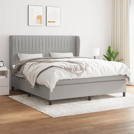 Sommier à lattes de lit avec matelas Gris clair 180x200cm Tissu (1/5)