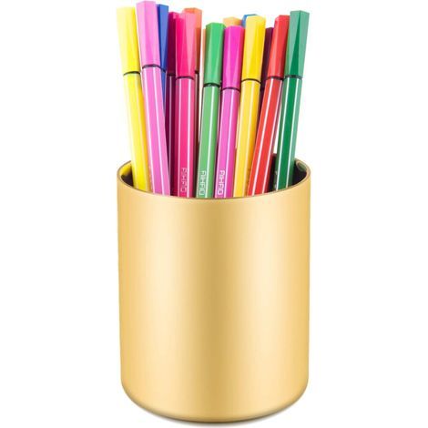 Porte-stylo doré élégant, organisateur de fournitures de bureau élégant, porte-stylo en acier inoxydable, organisateur de papeterie, dimensions : 3,15 pouces x 3,94 pouces (L x l x H). (1/5)