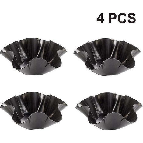 Lot de 4 moules à pâtisserie ondulés, moules originaux, moule à gâteau avec revêtement antiadhésif, moule à gâteau en acier au carbone de 15 cm en forme de fleur (1/5)