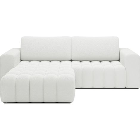 Canapé d'angle gauche convertible Clovis Bouclette Blanc (1/5)