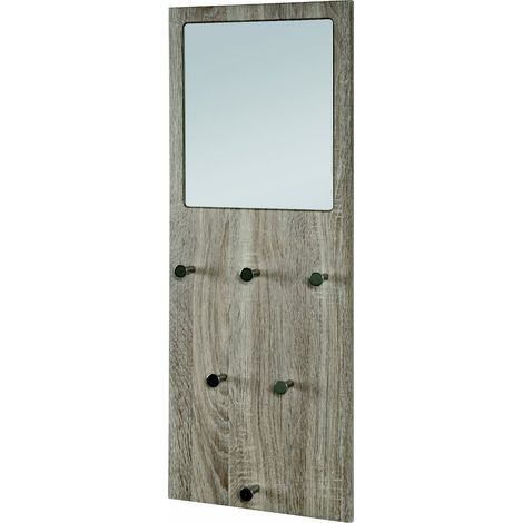 Patére en MDF Coloris Décor Chêne truffe-chrome-nickel- L80 x P6 x H30 cm