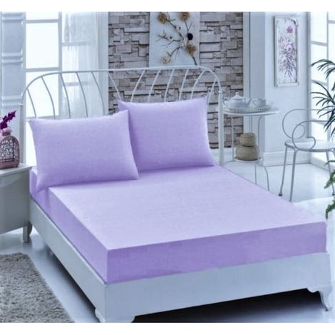 Couvre-lit élastiqué - Maille, 100 % coton, lilas, 180 x 200 + 20 cm (1/2)