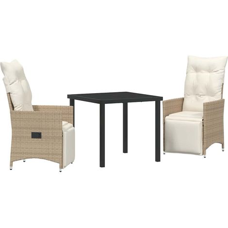 Ensemble de salle à manger pour jardin 3 pcs,Salon de jardin Beige Poly rotin CFW29001 (1/5)