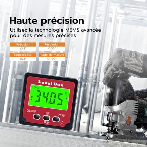 Digitaler Neigungsmesser 4 x 90°, digitaler Winkelmesser, Neigungsmesser mit Magnetfuß, LCD-Bildschirm und Hintergrundbeleuchtung (1/5)