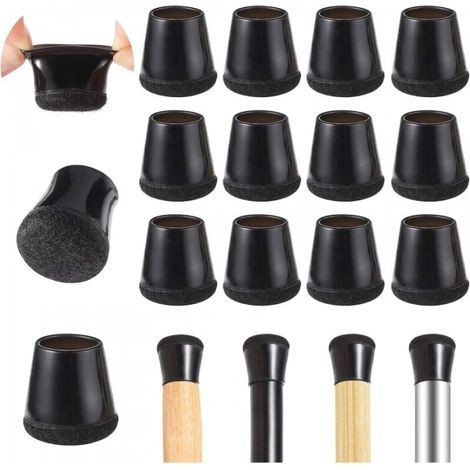 20 Pcs Pied de Chaise, Patin de Chaise Élastique Protection Pied Chaise en Feutre, 14-20MM Tampon de Chaise pour Protéger Les Pieds de Table Éviter Les Rayures au Sol ( Noir) (1/5)