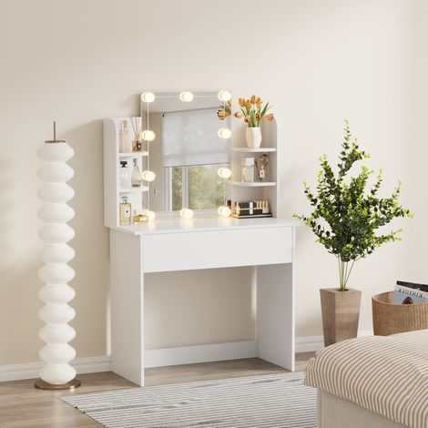 WestWood Dressing Table Vanity Desk LED Mirror Large Drawer Table Side Shelves (1/5)