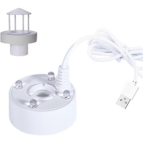 Atomiseur avec flotteur anti-éclaboussures, interface USB, lumière LED 4 couleurs, mini vaporisateur, atomiseur d'eau fontaine, blanc. (1/5)