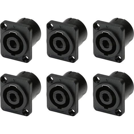 6 pcs 4 pôles connecteur de prise à montage sur panneau speakon,haut-parleur audio femelle à 4 broches ronde jack adaptateur de verrouillage par torsion pour nl4mp,nl4mpr,nl4fc,nl4fx,nlt4x (1/4)