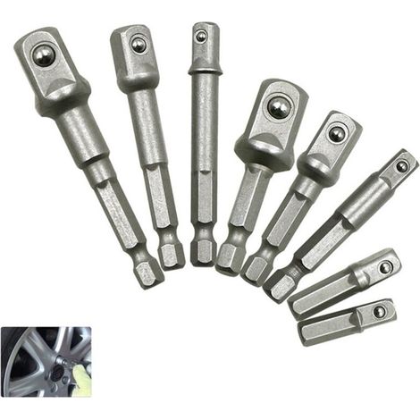 Adaptateur de douille en acier au Chrome Vanadium, tige hexagonale pour mèches d'extension de 1/4 "3/8" 1/2 "barre de mèches (1/5)