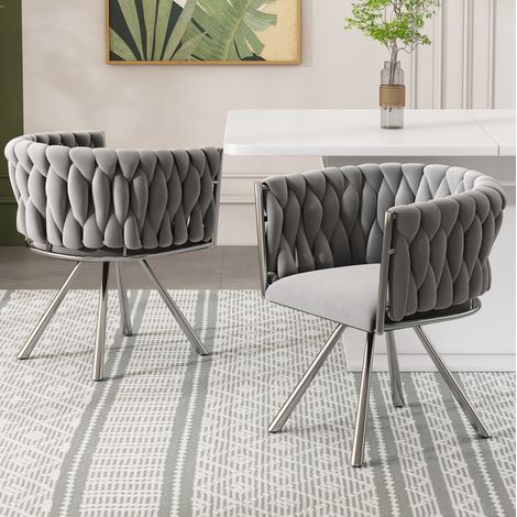 Chaises salle manger lot de 2 pivotantes velours OKMYHOME (1/5)