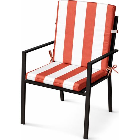 Coussin de fauteuil assise et dossier imperméable  à rayures ARCACHON Terracotta 40x90 cm