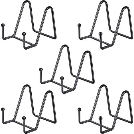 Lot de 5 petits supports d'affichage pour assiettes de 7,6 cm, mini cadre en métal noir pour photos, livres, chevalets photo, créations et objets de collection (1/4)