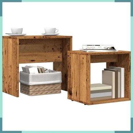 856050 Tables basses gigognes 2 pcs vieux bois bois d'ingénierie (1/5)