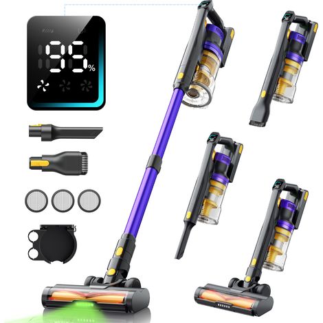 Laresar X11 Aspirapolvere senza fili, 75KPa/650W, 60 minuti, capacità 2 litri, LED verde, touch screen, per peli di animali/moquette/pavimenti duri