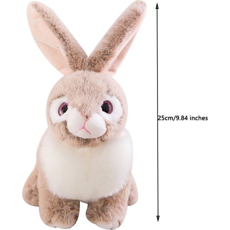 Peluche Lapin - Peluche Rembourrée En Peluche Douce - Idéal Pour Cadeau De Fête - Gris Et Blanc - 23 Cm - 2 Pièces (1/5)