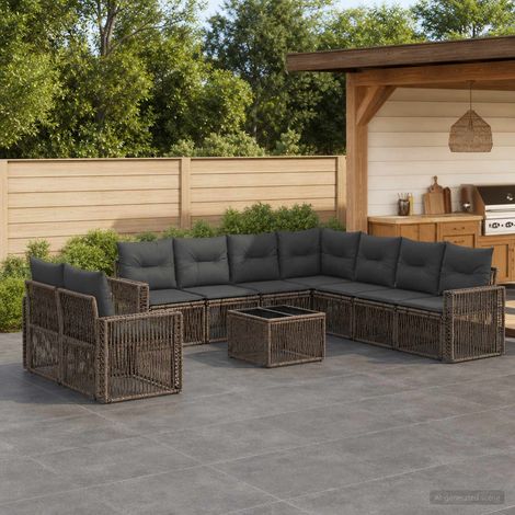 Set Divano da Giardino 10 pcs Grigio e Grigio Scuro polyrattan vidaXL (1/5)