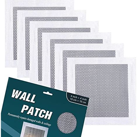 Kit de réparation pour cloisons sèches, 6 kits de réparation murale en fibre de verre, pour combler les trous dans vos murs, patch de réparation de trous (10,2 x 10,2) (1/5)