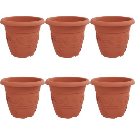 Maison Exclusive - Runder Blumentopf 6 pcs Ziegelrot Ø 34 x 28 cm