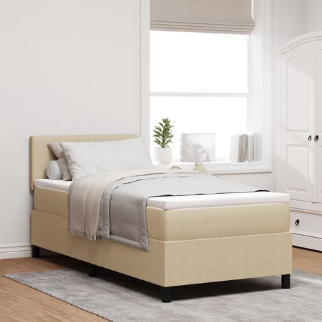 Box Spring Bed Manual Light Grey and White 203 x 80 x 88 cm vidaXL (1/5)