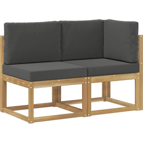 Outdoor Middle and Corner Sofa 2 Piece White Solid Acacia Wood vidaXL