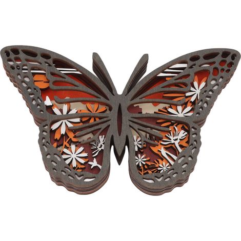 Ornements en bois en forme de papillon creux 3D - Sculptures sur bois innovantes - Décorations pour la maison (1/5)