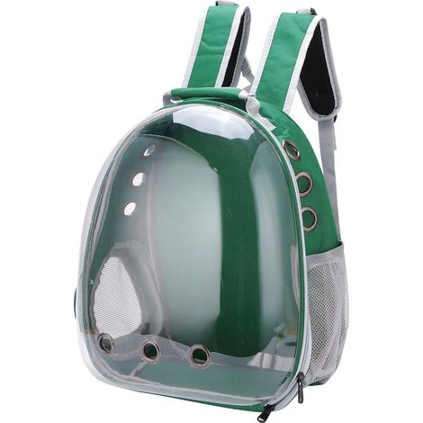 Sac à dos transparent en forme de capsule spatiale pour chats et petits chiens - Vert (1/5)