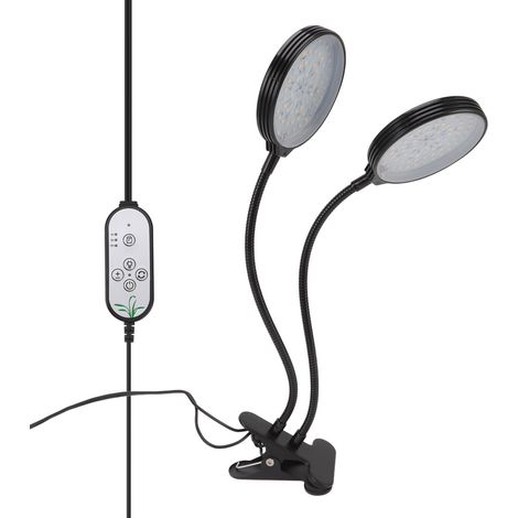 Lampe horticole LED 30 W à double tête, étanche, alimentée par USB, avec minuterie, 5 niveaux d'intensité et base à pince. (1/5)