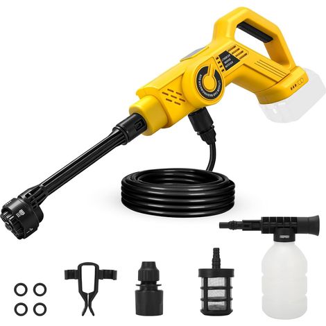 Nettoyeur haute pression sans fil pour 18 V, batterie 20 V, 6 l/min Nettoyeur haute pression portable avec buse 6 en 1, moteur sans balais, pour voiture, terrasse, pelouse (sans batterie) (1/5)