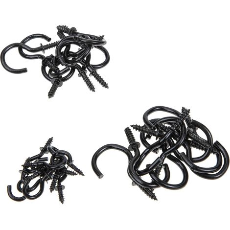 30 crochets à vis - noir - fer - pour suspension et plafond (1/5)