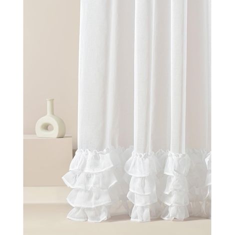 Voilage Transparent avec Oeillets Flavia 140 x 230 cm Décorations pour Maison Salon Chambre Fenêtre Intérieur Volants Blanc, 1 pièce (1/5)