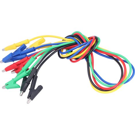 Câble de test en laiton à double pince crocodile (lot de 5), 1 m, pour tester les connexions électriques. (1/5)