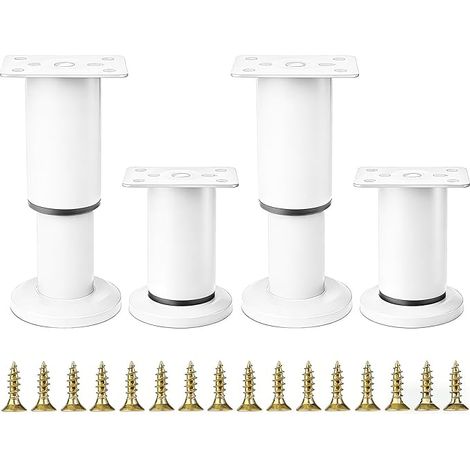 Pieds de meubles réglables en 4 pièces, 8-12 cm, pieds de meubles réglables, pieds de table de nivellement, pieds de meubles blancs réglables en hauteur, adaptés aux chaises, lits, canapés, armoires. (1/5)