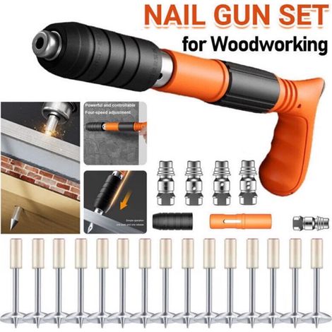Brand New Integrated Pneumatic Nailer for Carpentry - Manual Steel Nailer with 4 Speed Electric Gun Functionality