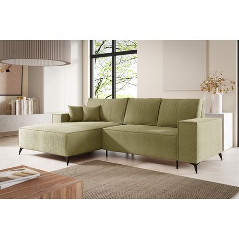 Ecksofa Schlafsofa FIORE Stoff ARAGON Olivgrün Ottomane Links (1/5)