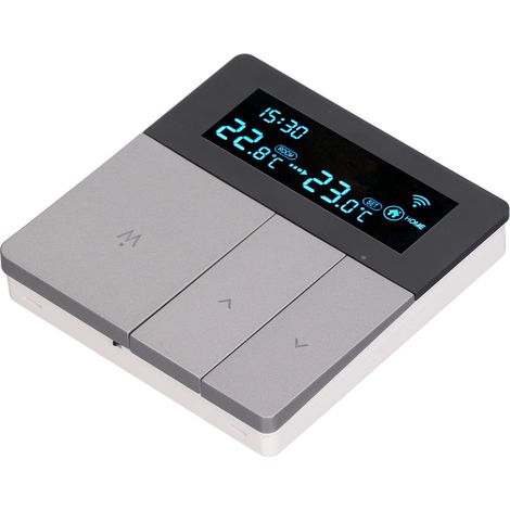 3A Smart-Thermostat mit LCD-Farbdisplay, hochpräzise, programmierbar, für Warmwasserbereitung, Heizung, Heizkessel, Haushalt, Einkaufszentrum, AC90–240 V, Grau, WLAN (1/5)