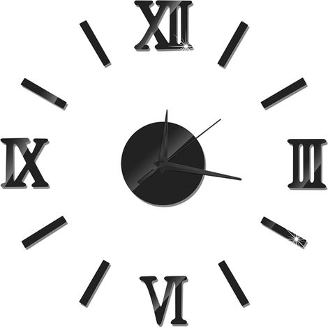 Horloge murale à faire soi-même, sans cadre, effet miroir 3D, grand format, stickers muraux silencieux pour la décoration du salon et de la maison
