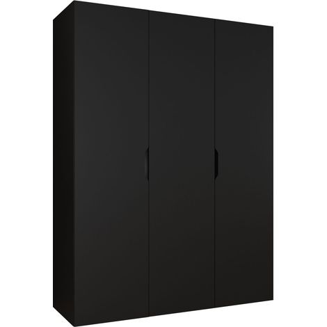 Armario Hartford 511, Negro, 202x150x50cm, Puertas de armario: Con bisagras, Número de estantes: 2 (1/4)