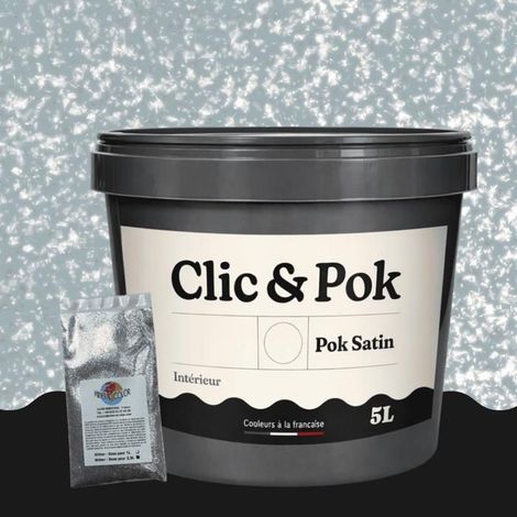 Peinture Effet Pailleté pour Murs & Plafonds - POK PAILLETTE - 5L - Bleu Grisé (1/4)